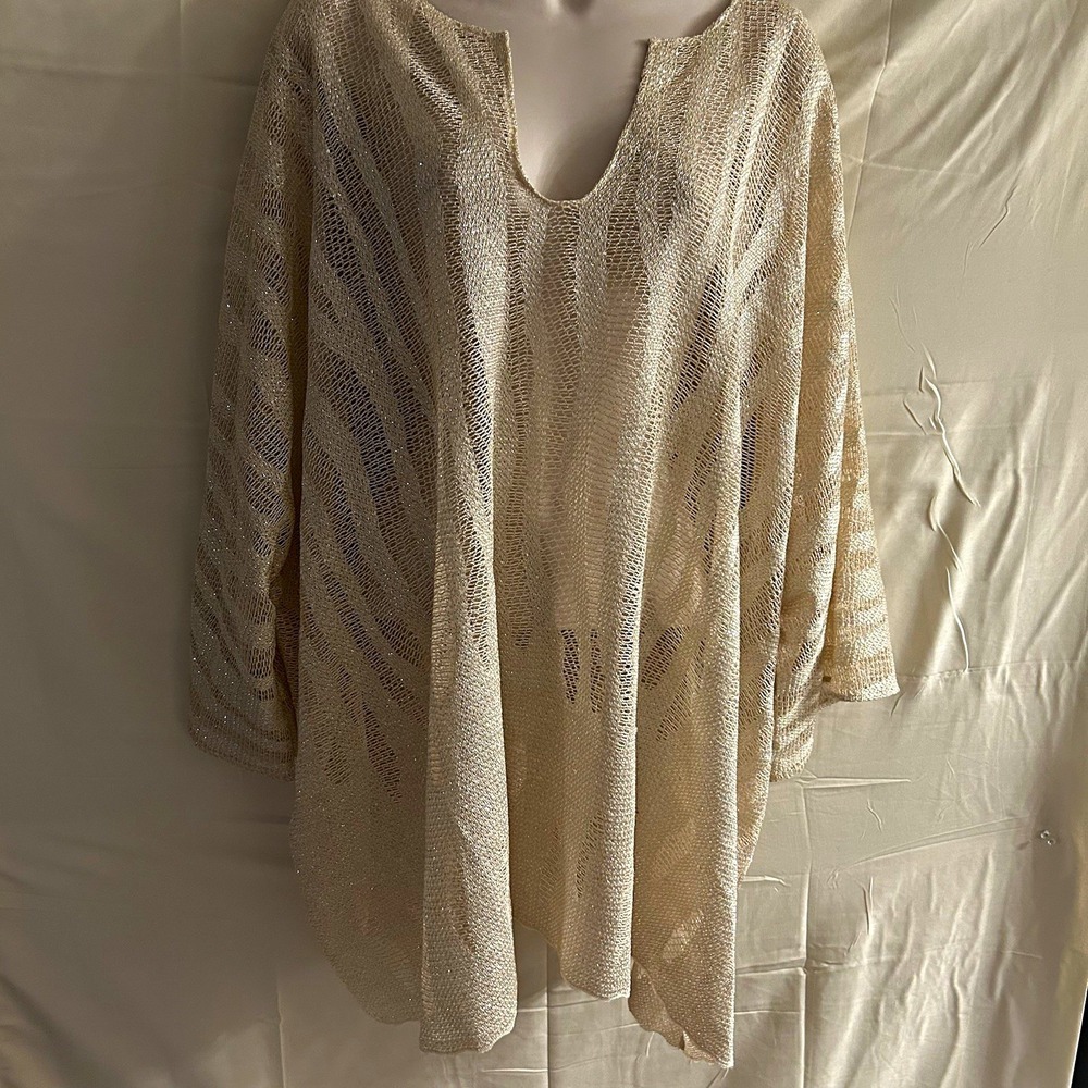 New 4X Ashaka Gold Metallic Scoop Neck Lightweight Cover up top #1856*10